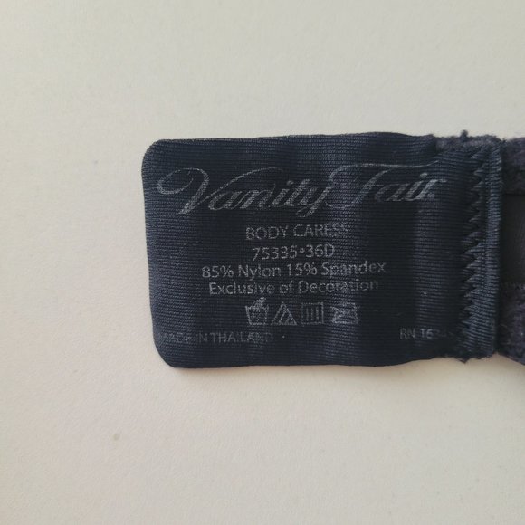 Vanity Fair Bra 36D Body Caress Underwire Full Coverage Convertible Straps Black - Picture 7 of 8